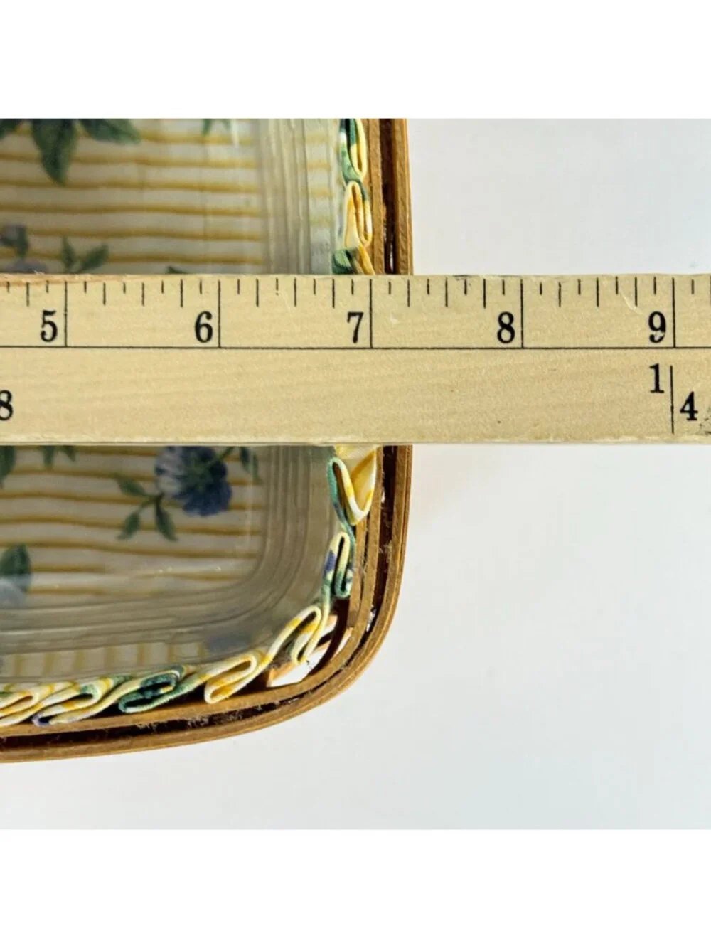 Longaberger 1998 Vintage Basket Yellow Floral Liner Protector Square Decor